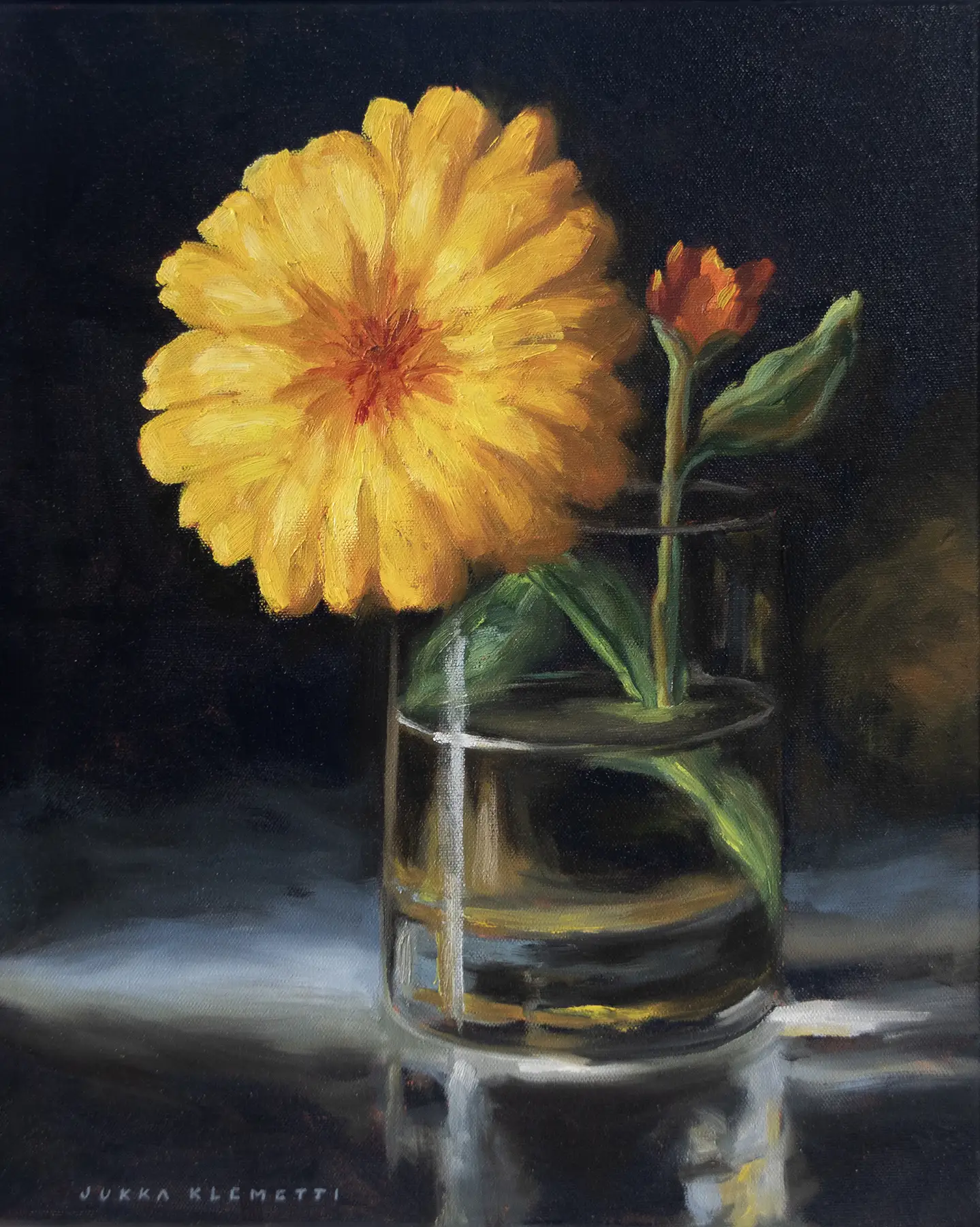 öljymaalaus keltainen kukka jukka klemetti