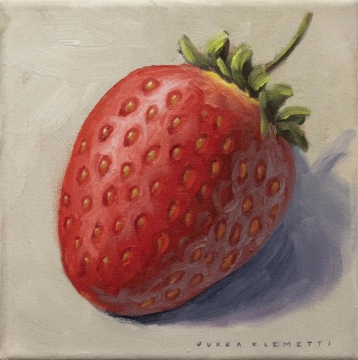 Jukka Klemetti, öljymaalaus mansikka 20x20 cm